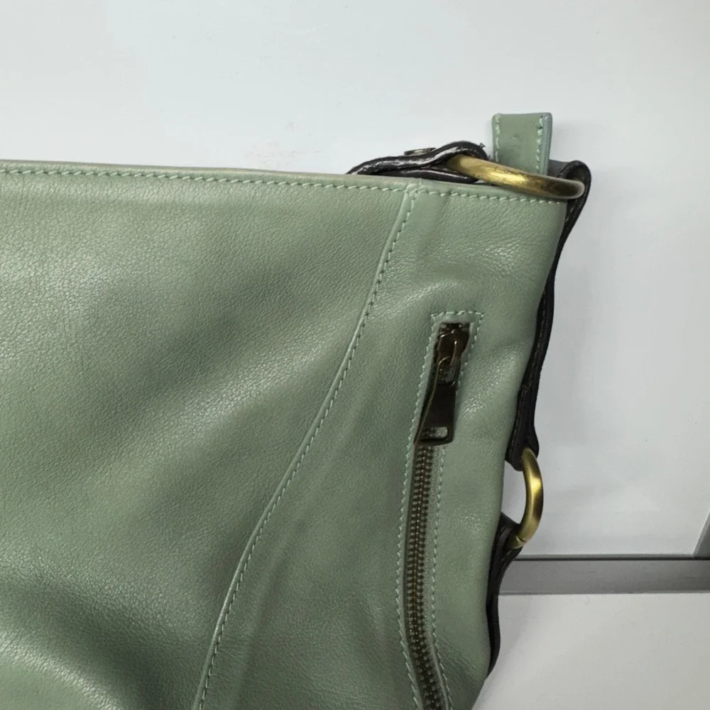 Sundance Made in Italy Leather Shoulder Bag Sage Green Hobo Style - Picture 11 of 16